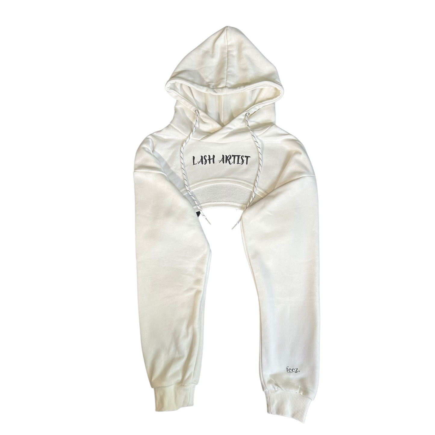 white cropped hoodie